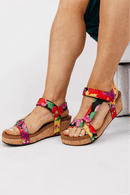 Corky's Black Floral Don't Tempt Me Sandals - Macoma Boutique302 Wedges & Heels