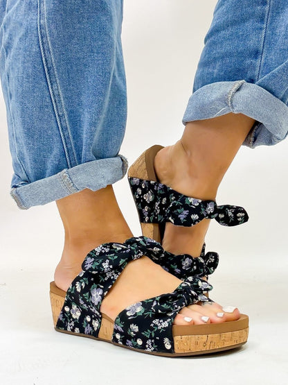 Corky's Black Floral Sittin Pretty Wedges FINAL SALE - Macoma Boutique302 Wedges & Heels