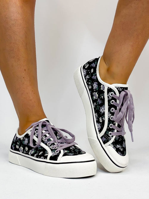 Corky's Black Floral Waiting List Sneakers FINAL SALE - Macoma Boutique301 Sneakers