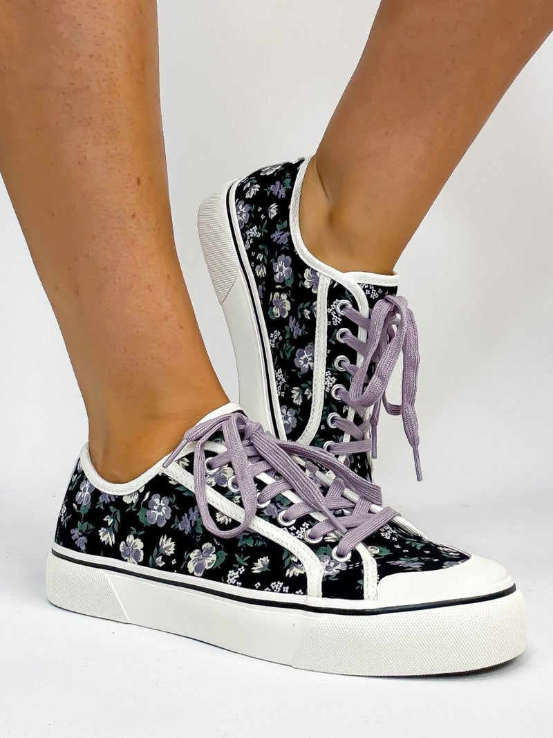 Corky's Black Floral Waiting List Sneakers FINAL SALE