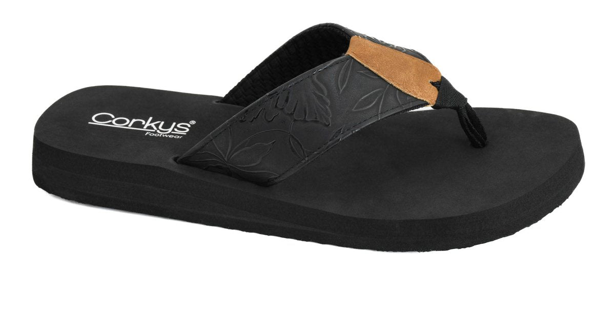 Corky's Black Flower Emboss Summer Break Sandals - Macoma Boutique304 Sandals