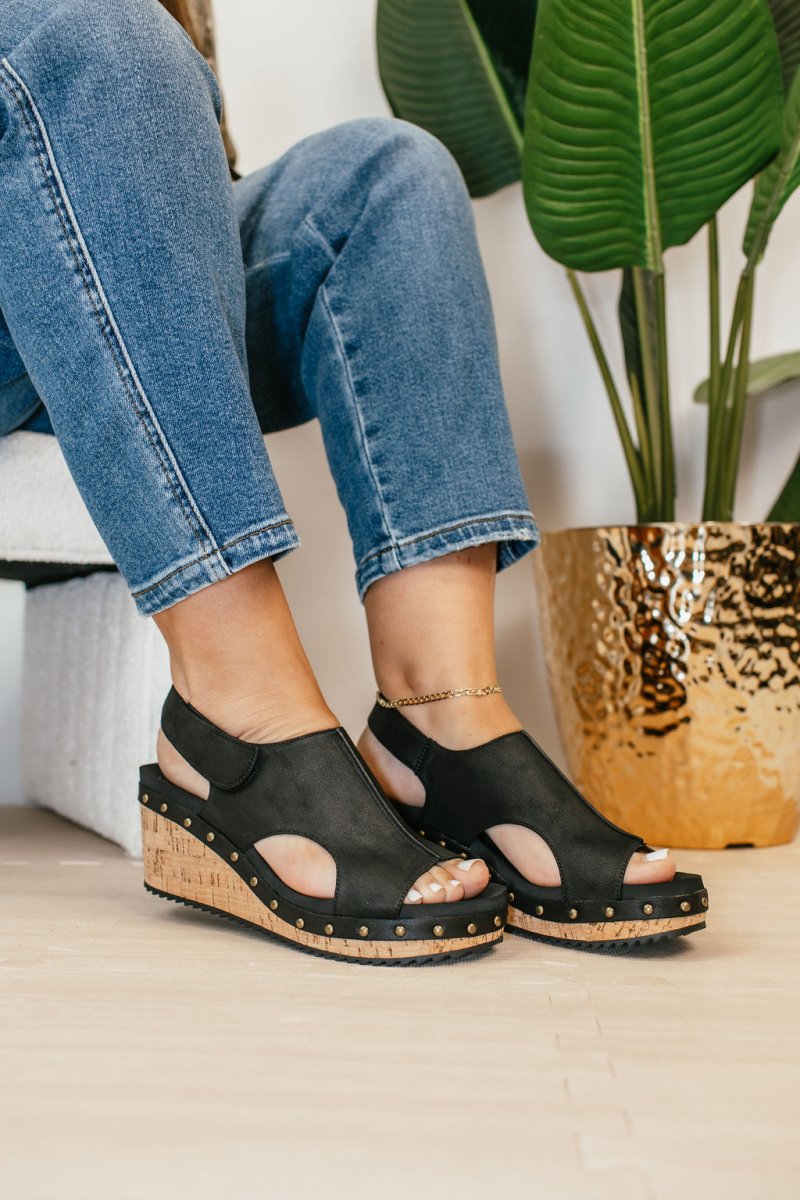 Corky's Black For Keeps Sandals - Macoma Boutique302 Wedges & Heels
