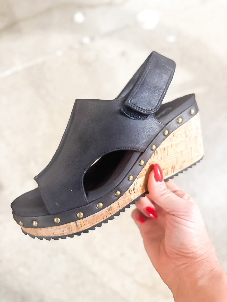 Corky's Black For Keeps Sandals - Macoma Boutique302 Wedges & Heels