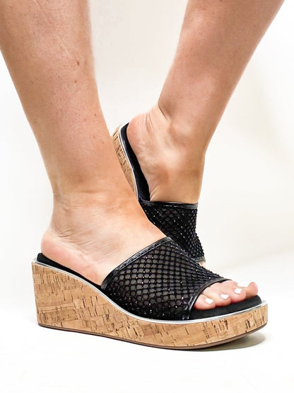 Corky's Black Let's Mesh Around Sandals FINAL SALE - Macoma Boutique302 Wedges & Heels