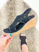 Corky's Black Mesh Carley Sandals - FINAL SALE - Macoma Boutique302 Wedges & Heels