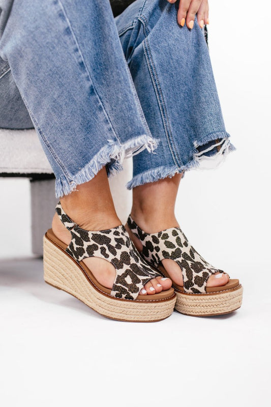 Corky's Black Metallic Leopard Freddie Wedges - Macoma Boutique302 Wedges & Heels