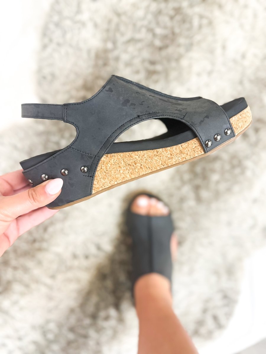 Corky's Black Metallic Volta II Sandals - Macoma Boutique302 Wedges & Heels