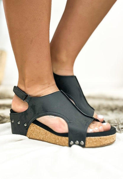 Corky's Black Metallic Volta II Sandals - Macoma Boutique302 Wedges & Heels