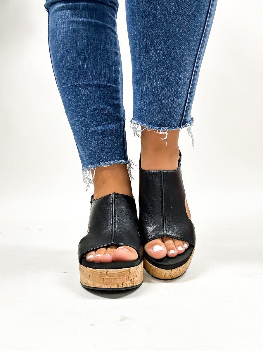 Corky's Black Miss Carley Wedges - Macoma Boutique302 Wedges & Heels