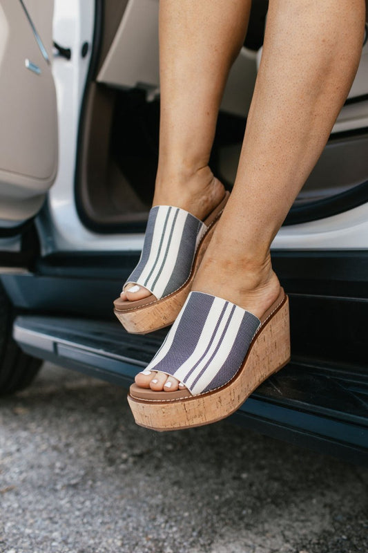 Corky's Black Natural Stripe 2 Mugshot Shoes - Macoma Boutique302 Wedges & Heels