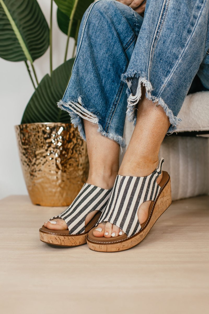 Corky's Black Natural Stripe Carley Sandals - FINAL SALE