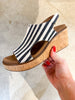 Corky's Black Natural Stripe Carley Sandals - FINAL SALE - Macoma Boutique302 Wedges & Heels