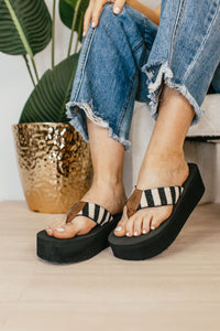 Corky's Black Natural Stripe Take a Dip Flip Flops - FINAL SALE
