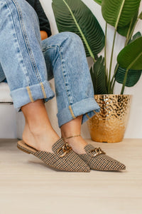 Corky's Black Tan Houndstooth Playin For Keeps Mules