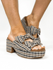 Corky's Black Tan Houndstooth Put A Bow On It Sandals - Macoma Boutique302 Wedges & Heels