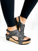 Corky's Black Texture Volta II Wedges - Macoma Boutique302 Wedges & Heels