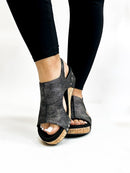 Corky's Black Texture Volta II Wedges - Macoma Boutique302 Wedges & Heels