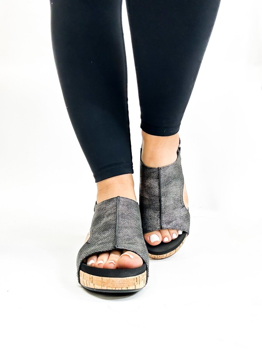 Corky's Black Texture Volta II Wedges - Macoma Boutique302 Wedges & Heels