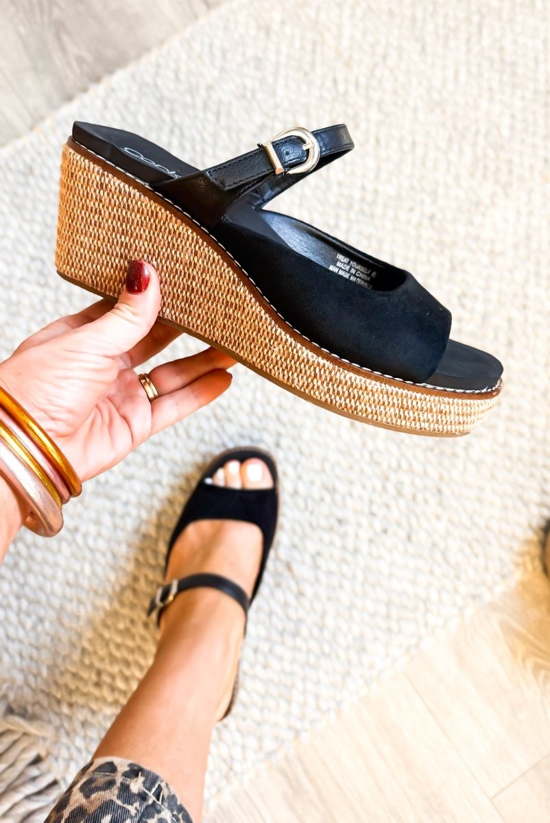 Corky's Black Treat Yourself Wedges - Macoma Boutique302 Wedges & Heels