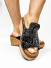 Corky's Black Washed Denim Rhinestone Neon Moon Sandals - Macoma Boutique302 Wedges & Heels
