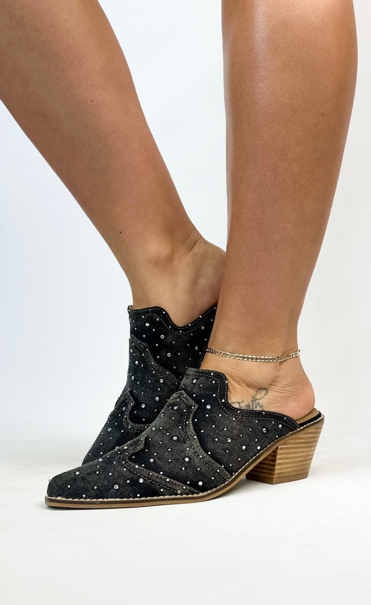 Corkys Black Washed Denim Tex Mex Boots - Macoma Boutique303 Mules & Boots