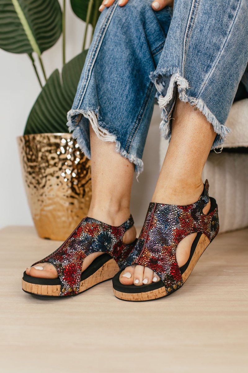 Corky's Black Washed Floral Volta II Sandals