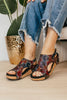 Corky's Black Washed Floral Volta II Sandals - Macoma Boutique302 Wedges & Heels
