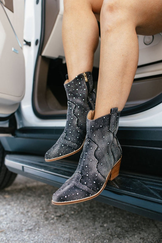 Corky's Black Washed Rhinestone Front Row Boots - Macoma Boutique303 Mules & Boots