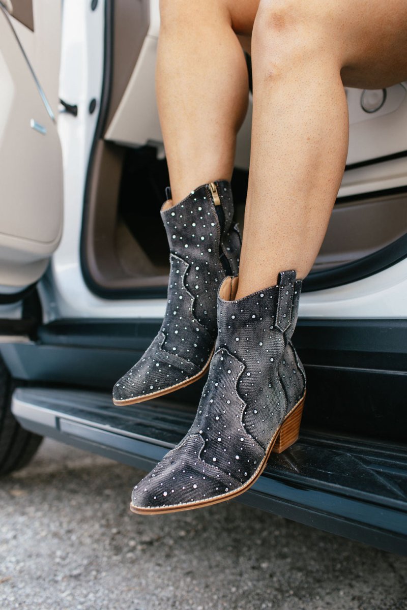 Corky's Black Washed Rhinestone Front Row Boots - Macoma Boutique303 Mules & Boots