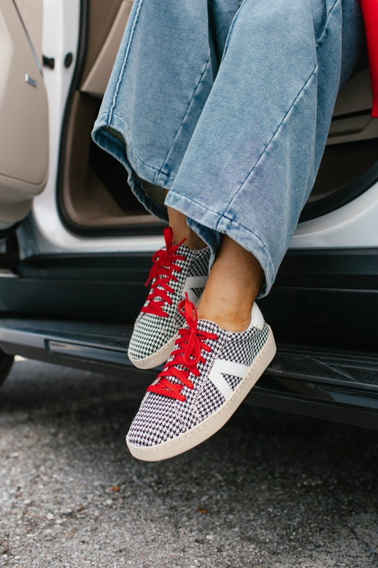 Corky's Black White Houndstooth Friend Zone Sneakers - Macoma Boutique301 Sneakers