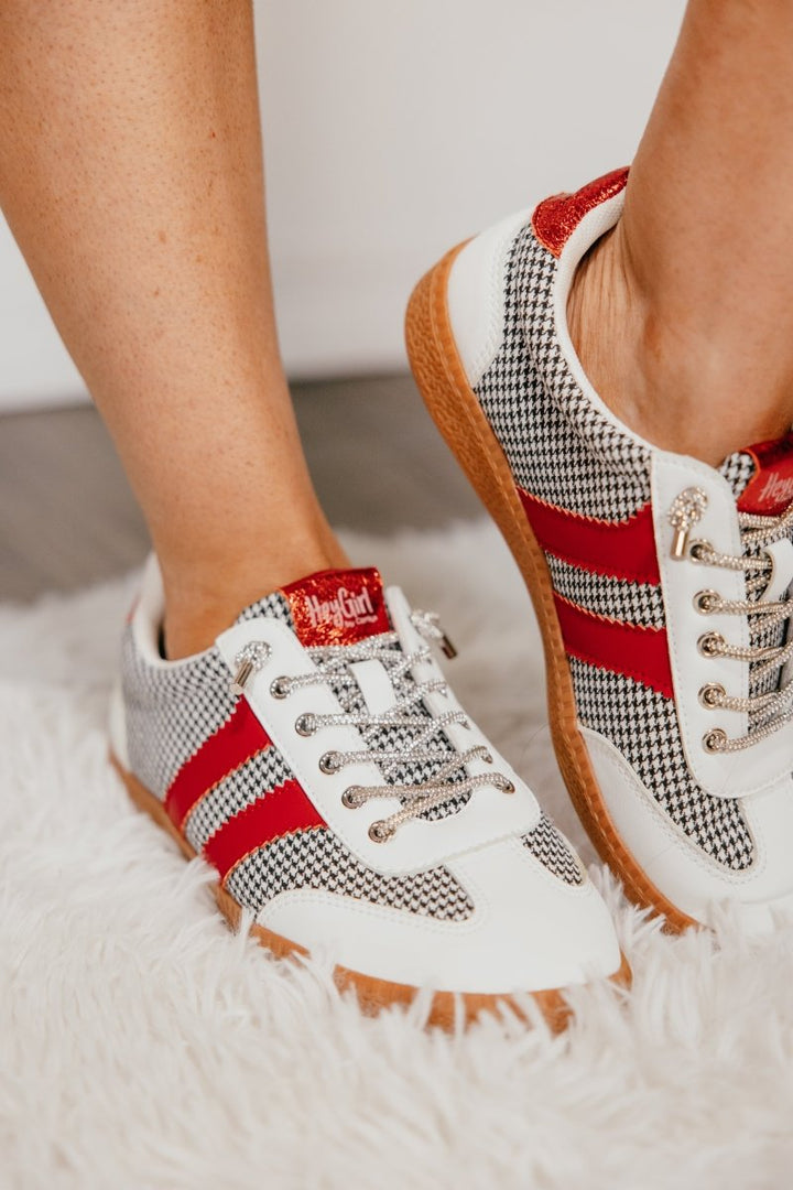 Corky's Black White Houndstooth Heads Up Sneakers - Macoma Boutique301 Sneakers