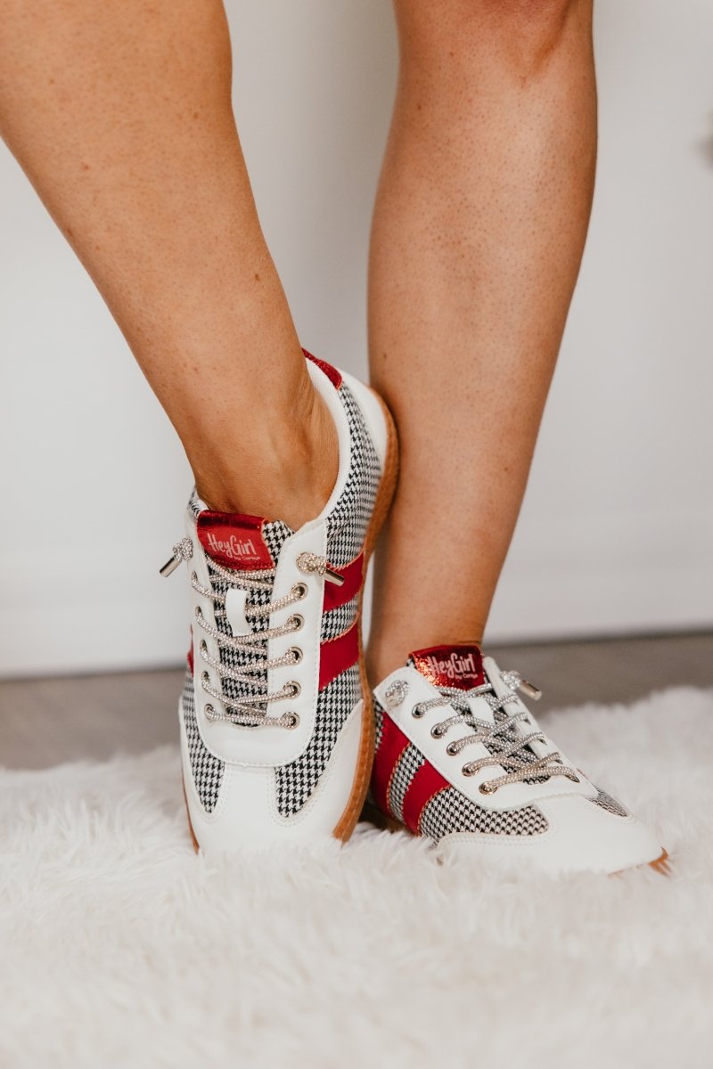 Corky's Black White Houndstooth Heads Up Sneakers - Macoma Boutique301 Sneakers