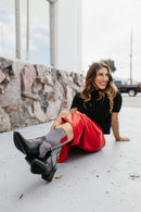 Corkys Black White Houndstooth Somebodys Problem Boots - Macoma Boutique303 Mules & Boots