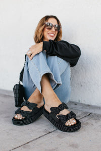 Corky's Black & White Polka Dot Lil Bit Knotty Sandals