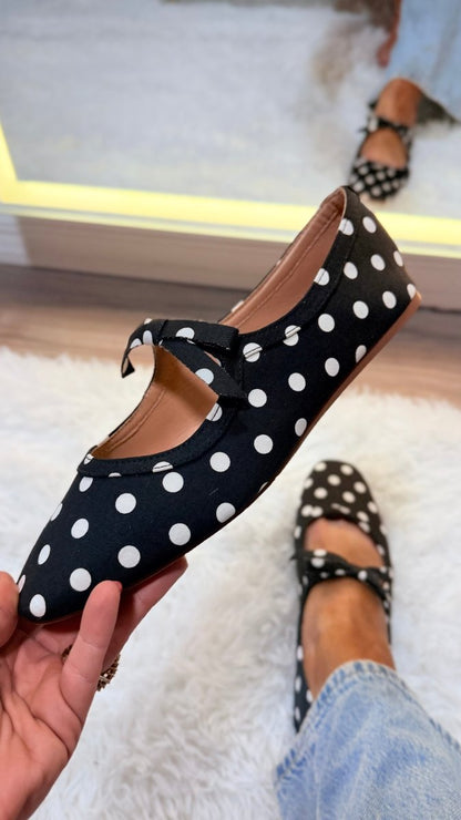 Corky's Black White Polka Dots Layover Flats - Macoma Boutique305 Flats