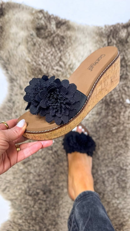 Corky's Black Wildflower Wedges - Macoma Boutique302 Wedges & Heels
