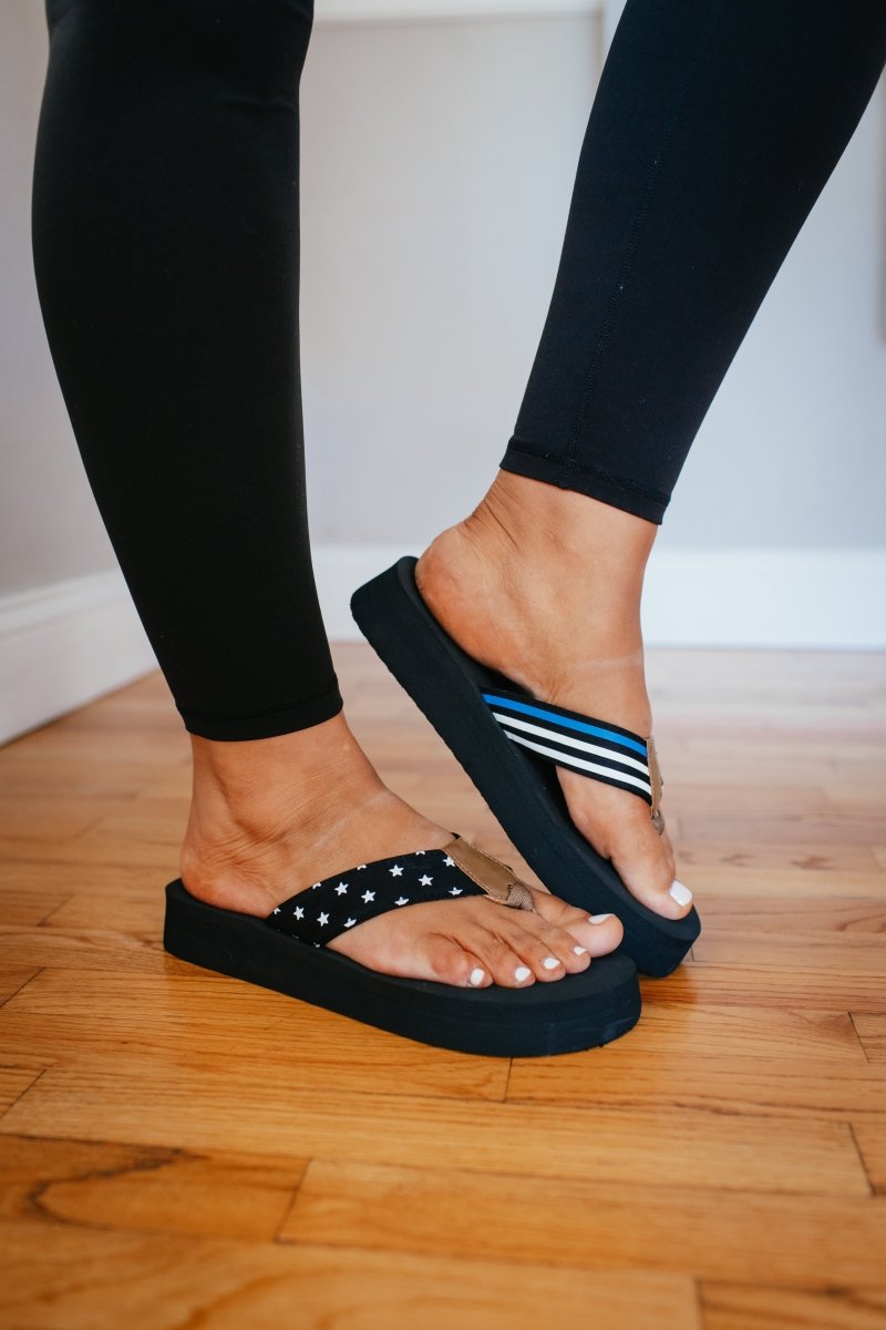 Corky's Black With Blue 2 Liberty Sandals - Macoma Boutique305 Flats