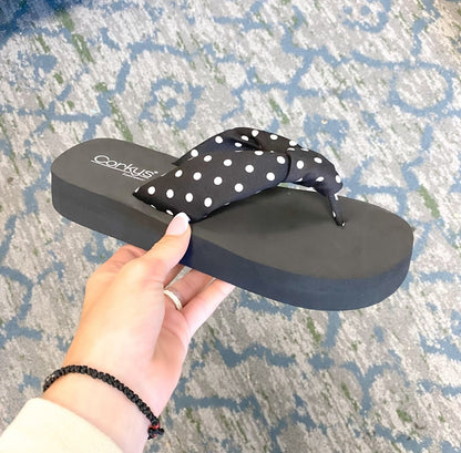 Corky's Black With Polka Dots You Go Girl Sandals - Macoma Boutique304 Sandals
