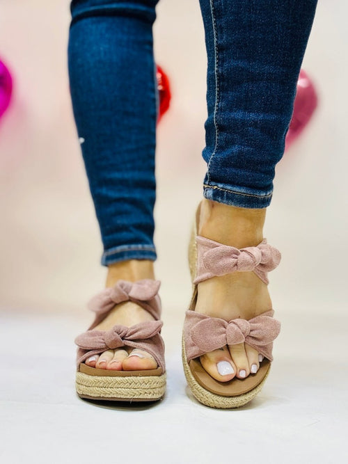 Corky's Blush Faux Suede Tie The Knot Sandals FINAL SALE - Macoma Boutique304 Sandals