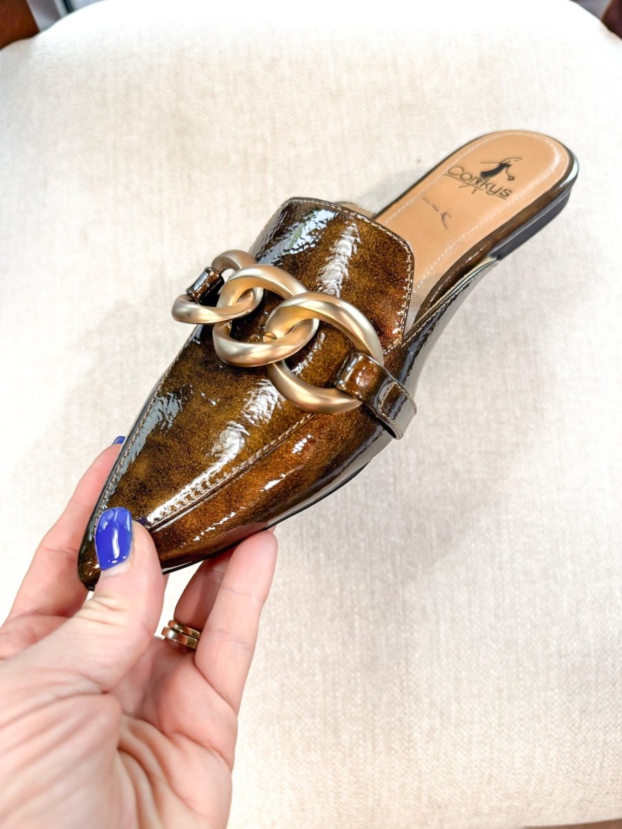 Corky's Bronze Playin For Keeps Mules - Macoma Boutique303 Mules & Boots