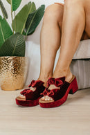 Corky's Burgundy Velvet Put A Bow On It Heels - Macoma Boutique302 Wedges & Heels