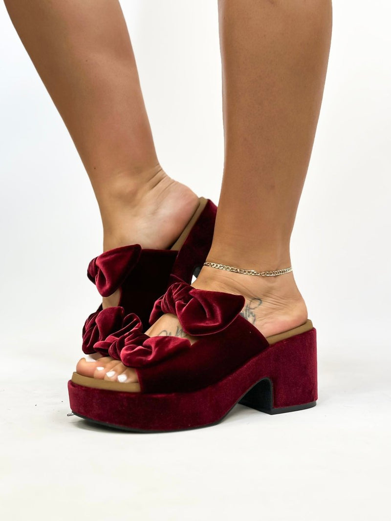 Corky's Burgundy Velvet Put A Bow On It Heels
