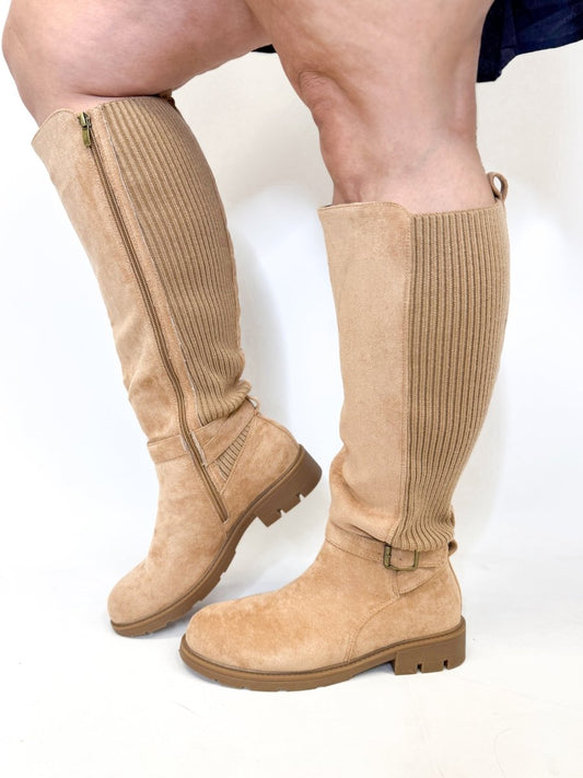 Corky's Camel Faux Suede Hay There Boots Wide Calf Friendly - Macoma Boutique303 Mules & Boots