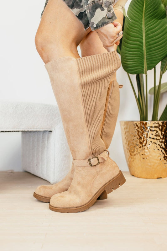 Corky's Camel Faux Suede Hay There Boots Wide Calf Friendly - Macoma Boutique303 Mules & Boots
