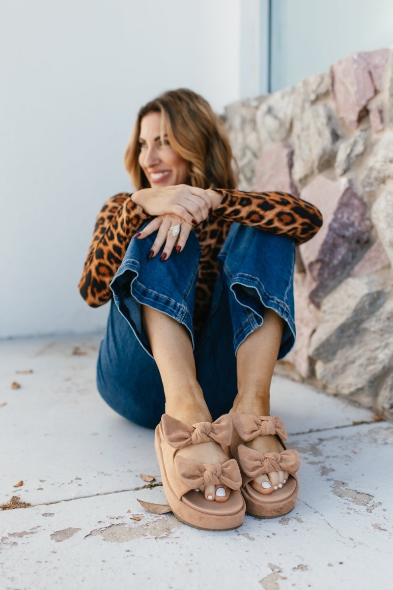 Corky's Camel Faux Suede Lil Bit Knotty Sandals - Macoma Boutique304 Sandals