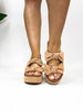 Corky's Camel Faux Suede Put A Bow On It Sandals - Macoma Boutique302 Wedges & Heels