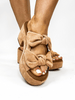 Corky's Camel Faux Suede Put A Bow On It Sandals - Macoma Boutique302 Wedges & Heels