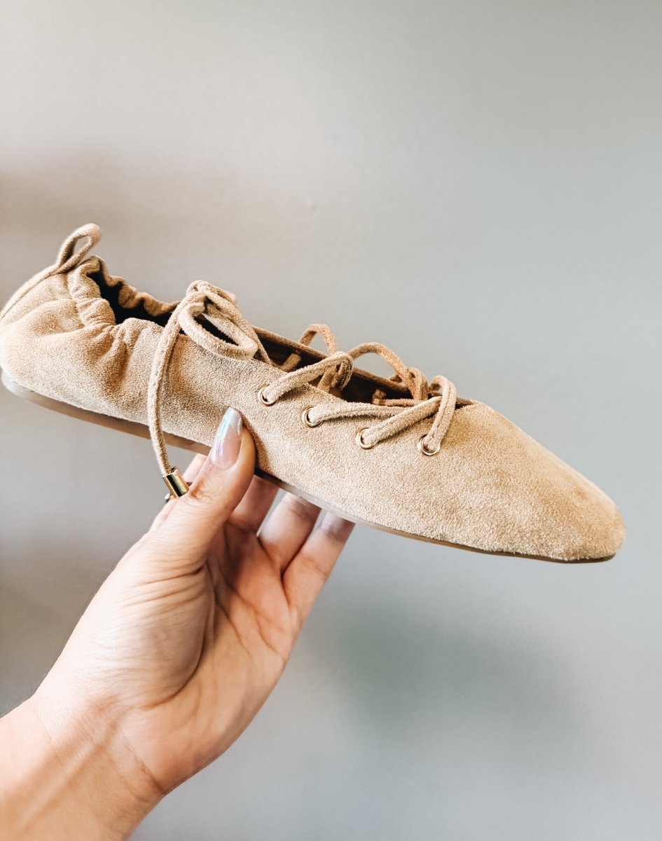 Corky's Camel Faux Suede Tied Up Flats - Macoma Boutique305 Flats