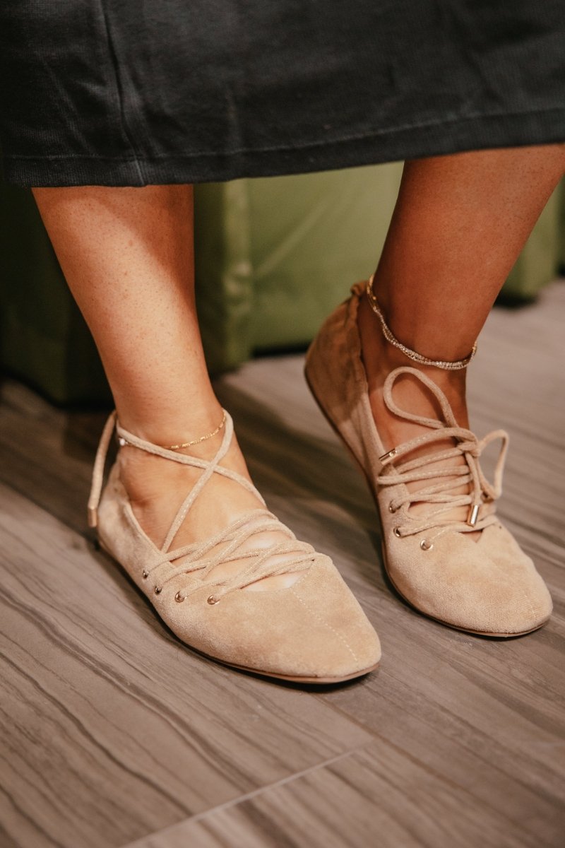 Corky's Camel Faux Suede Tied Up Flats - Macoma Boutique305 Flats