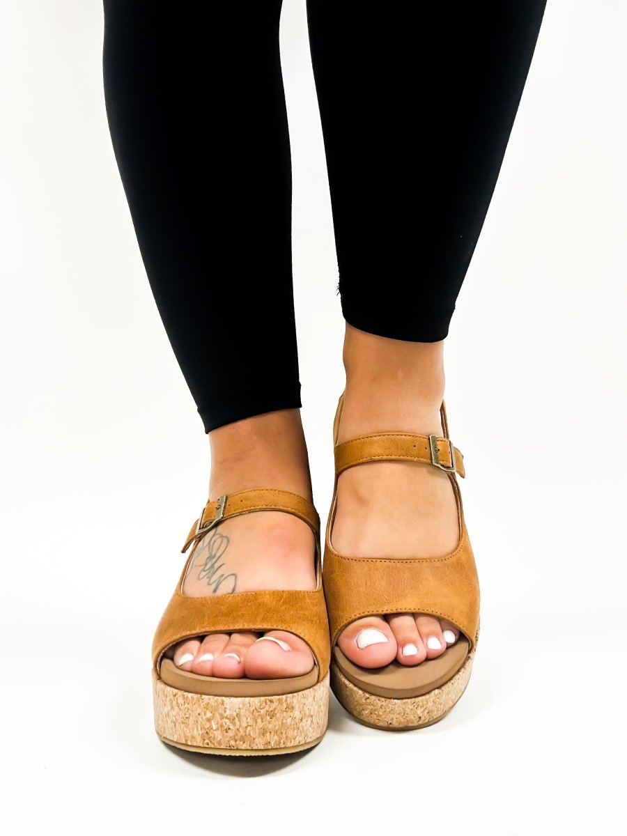 Corky's Camel Miss Behavin Sandals FINAL SALE - Macoma Boutique302 Wedges & Heels